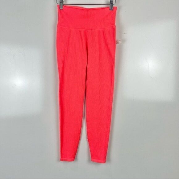 NEW Good American Neon Ribbed High Waist Leggings Size 1/2 Small - Picture 2 of 7